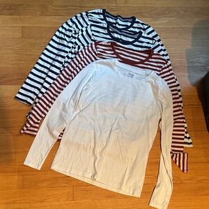 Madewell Long Sleeve Tees (set of 4: 2xNavy/White, 1xRust/Cream, 1xWhite)